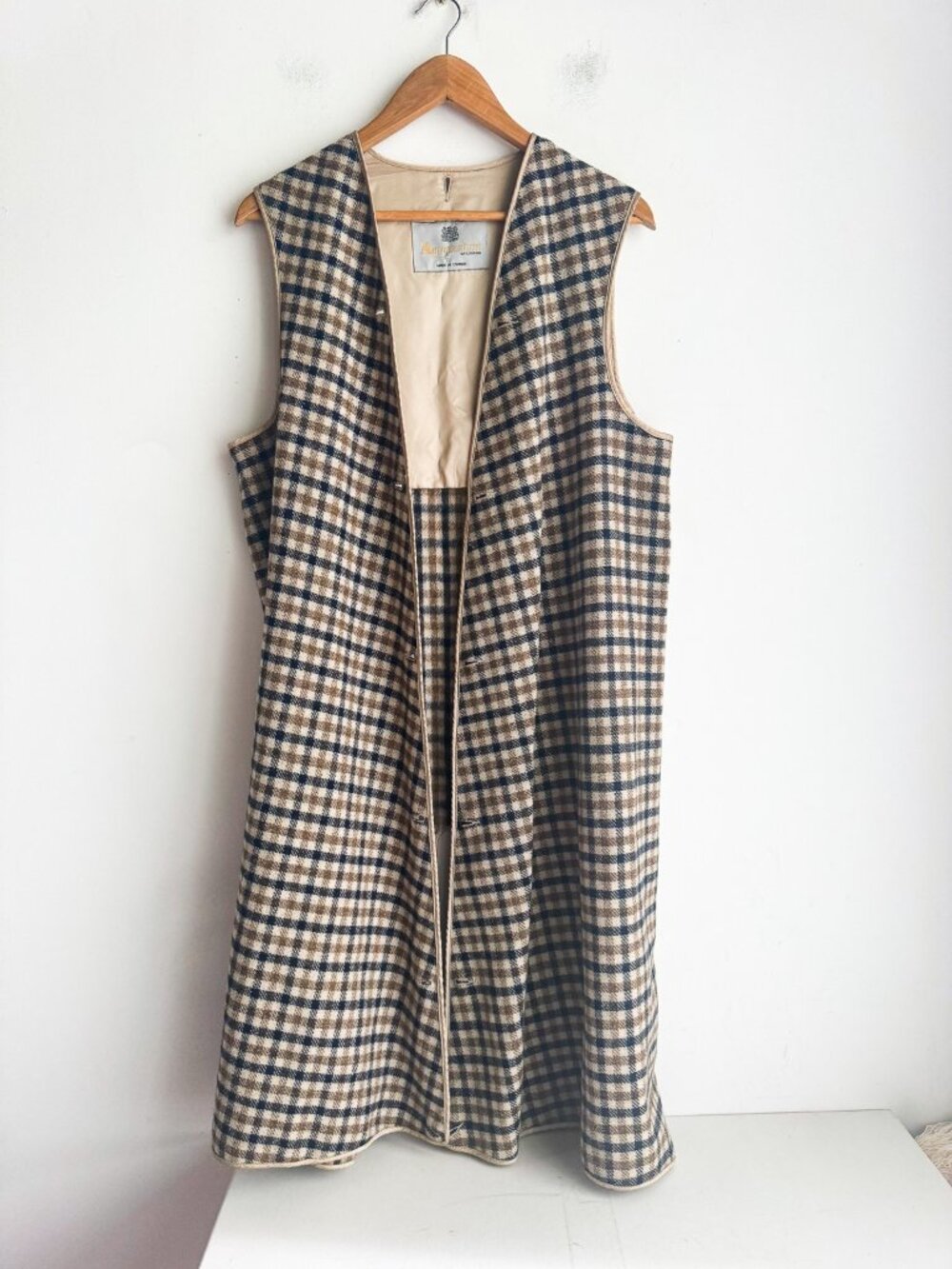 Aquascutum Check Print Wool Trench Coat Liner S - Picture 2 of 5